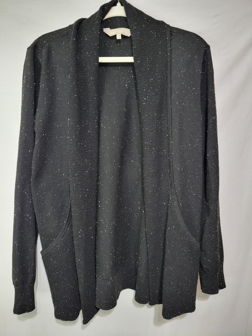 Black Sparkle Open-Front Women's Cardigan Jacket